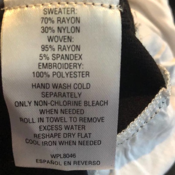 Charter Club Layered Look Sweater Long Sleeve Floral Size M Black Fall Winter - Picture 4 of 7